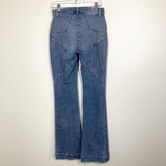 Revice Jeans Womens 30 Blue High Rise Flare Star Back Panel Seamed Stretch Denim - Picture 1 of 16
